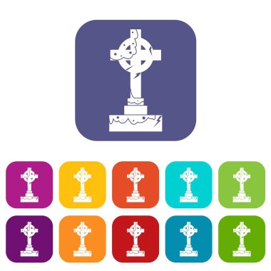 İrlandalı Kelt haçı simgeleri düz ayarlamak