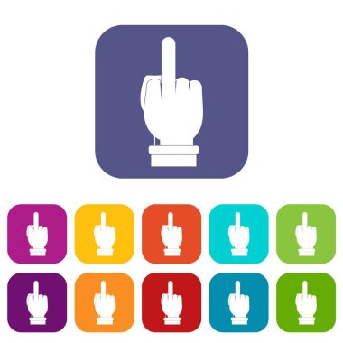 Orta parmak el işareti simgeleri düz ayarlamak