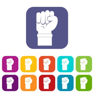 Düz yumruk Icons set