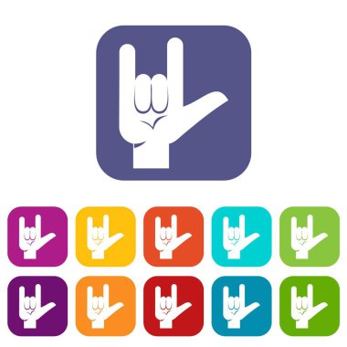 Düz kaya jest Icons set