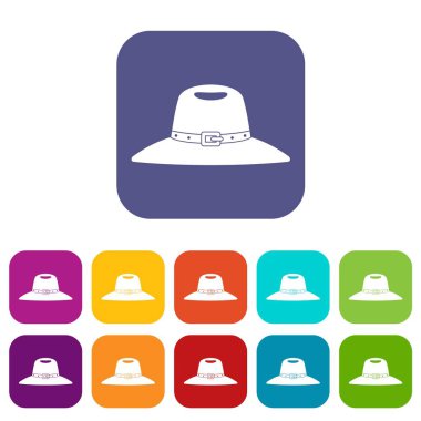 Düz şapka Icons set