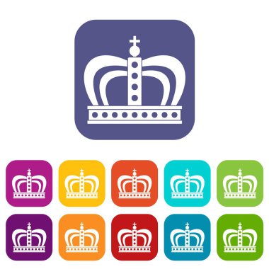 Monarşi taç simgeleri düz ayarlamak