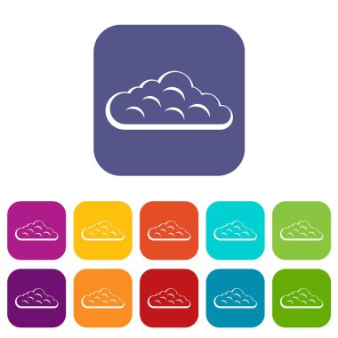 Düz gökyüzü bulut Icons set