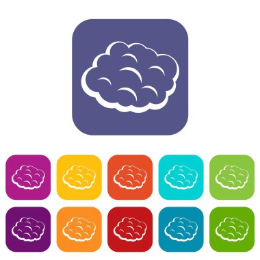 Düz yuvarlak bulut Icons set