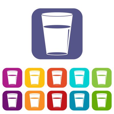 Düz cam su Icons set