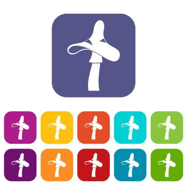 Zehirli mantar simgeleri düz ayarlamak