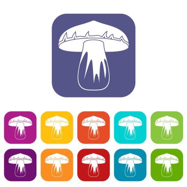 Orman mantar simgeleri düz ayarlamak