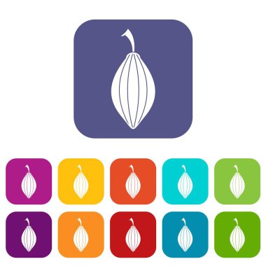 Düz siyah kakule pod Icons set