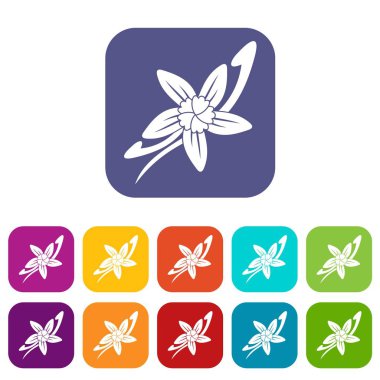 Vanilya düz ayarlamak bir çiçek simgeleri ile sopa