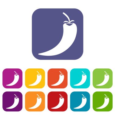 Sıcak biber simgeleri düz ayarlamak