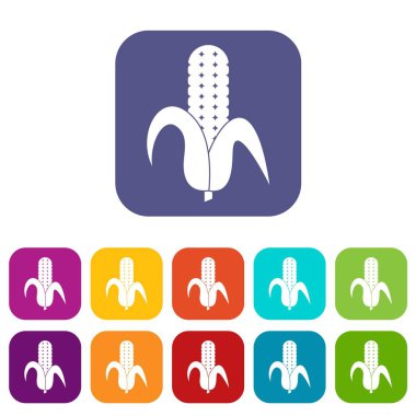 Mısır koçanı simgeleri düz ayarlamak