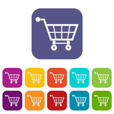 alışveriş sepeti simgeleri düz ayarlamak