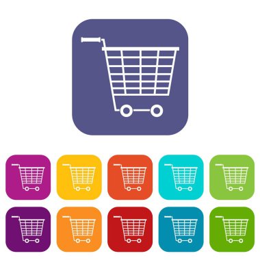 Simgeleri boş süpermarket arabası plastik işleme