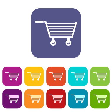 Online alışveriş simgeleri düz ayarla