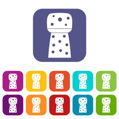 Düz ahşap cork Icons set