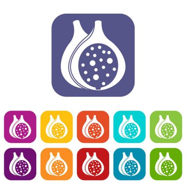 İncir meyve simgeler düz ayarla