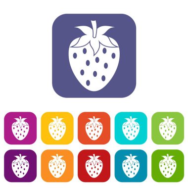 Bir çilek berry düz ayarlamak simgeleri