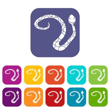 Benekli yılan simgeler düz ayarla