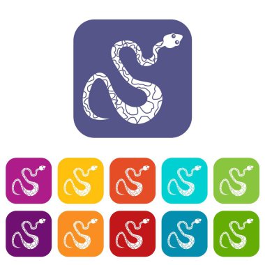 Yılan set simgeleri düz siyah benekli