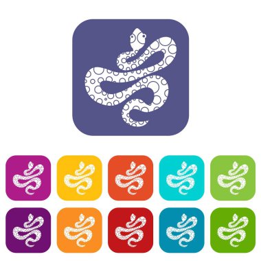 Düz siyah noktalı yılan Icons set