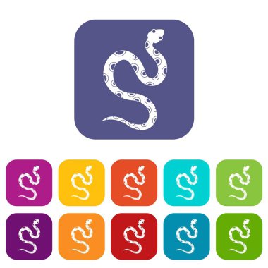 Zehirli yılan simgeleri düz ayarlamak