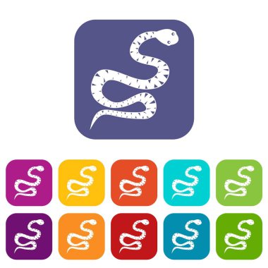 Kara Yılan simgeler kıvranma düz ayarla