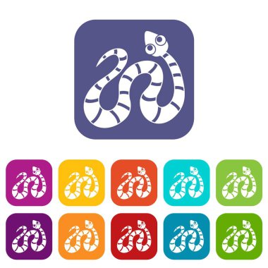 Düz siyah çizgili yılan Icons set