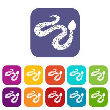 Benekli yılan simgeler düz ayarla