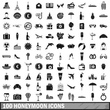 100 balayı Icons set, basit tarzı