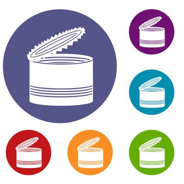 Açık teneke kutu Icons set