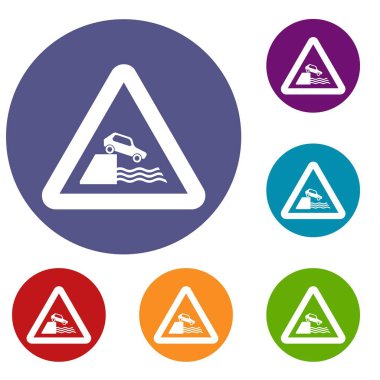 Nehir kıyısı trafik işaret Icons set