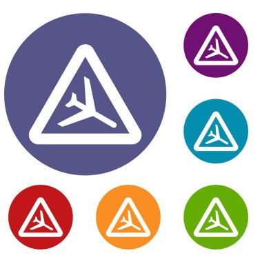 Uyarı işareti düşük uçan uçak simgeler kümesi