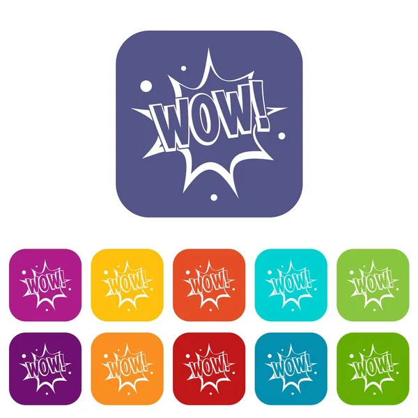 Wow, instellen explosie effect pictogrammen plat — Stockvector