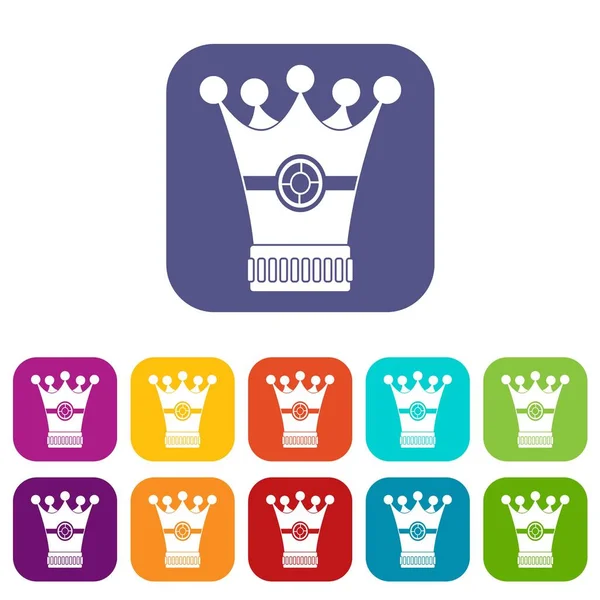 Medeltida crown ikoner anger platta — Stock vektor