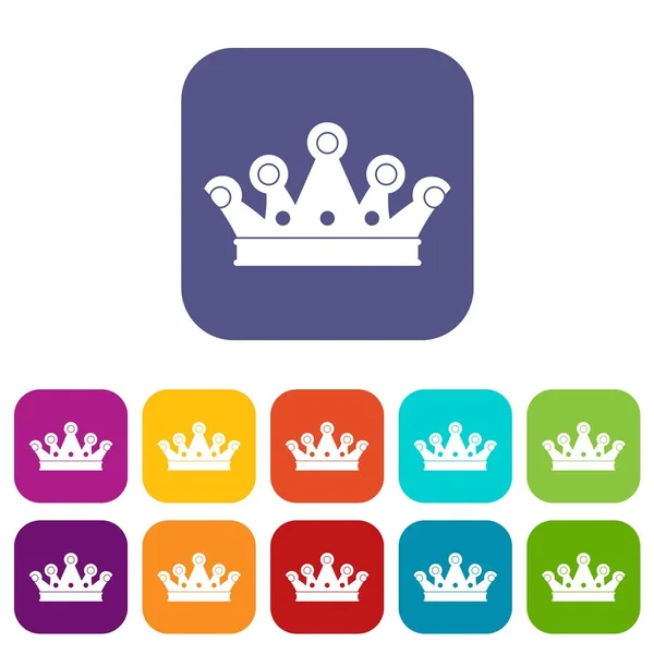 Royal crown icons set flat — Stock Vector