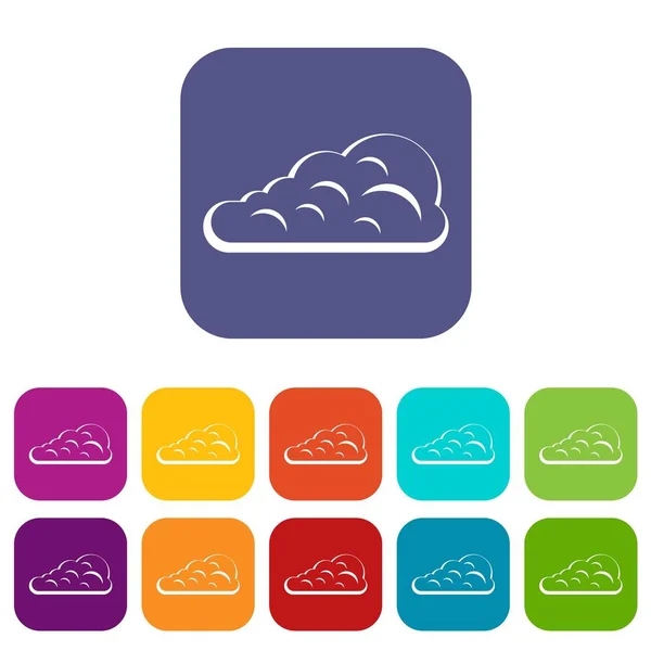 Cúmulo ícones de nuvem definido plano — Vetor de Stock