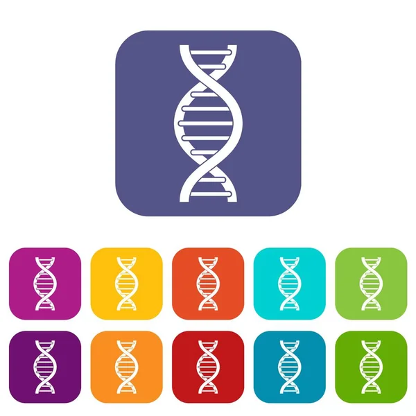 DNA spiral icons set flat — Stock Vector