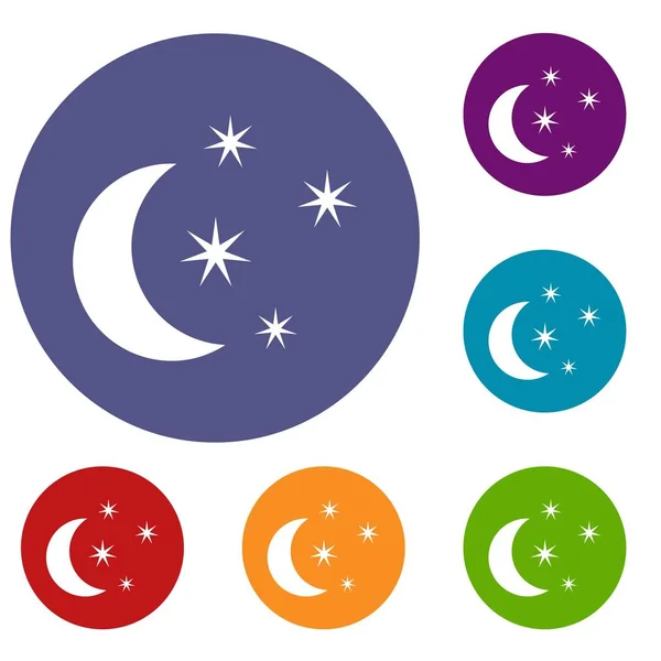 Moon and stars icons set — Stock Vector
