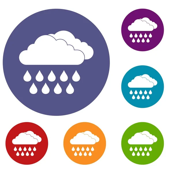 Conjunto de iconos de nube y lluvia — Vector de stock