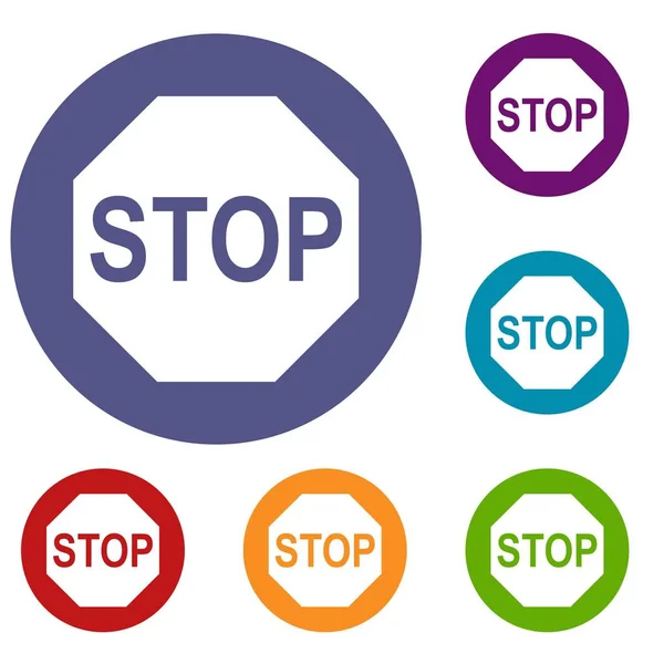 Stoppschild-Symbole gesetzt — Stockvektor