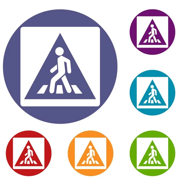 Yaya yol işareti Icons set — Stok Vektör