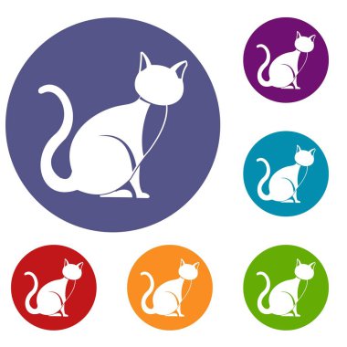 Kara kedi Icons set