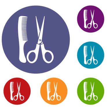 Makas ve tarak Icons set