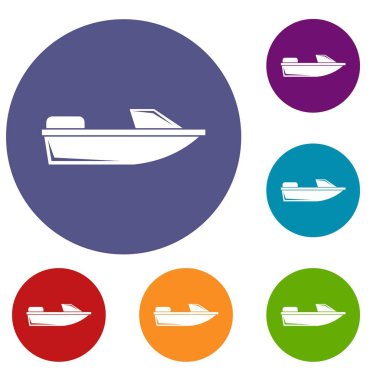 Spor powerboat Icons set
