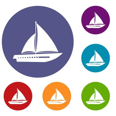 Yelkenli yat Icons set