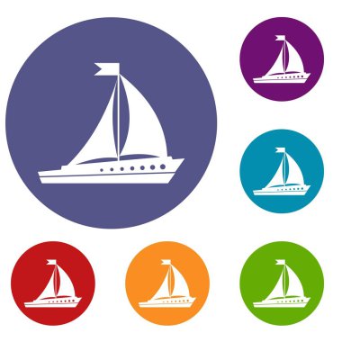 Yelken gemi Icons set