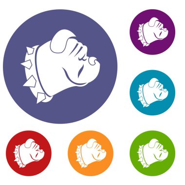 Bulldog köpek Icons set