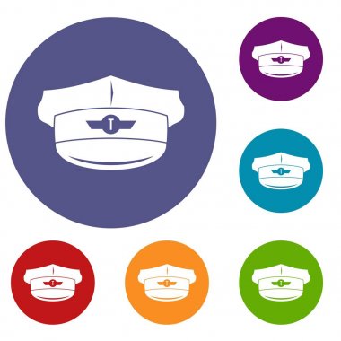 Cap taksi sürücüsü Icons set