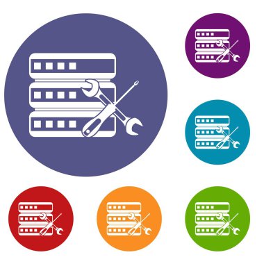 Veritabanı tornavida ve somun anahtarı simgeler kümesi ile