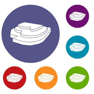 Pirinç alan Icons set